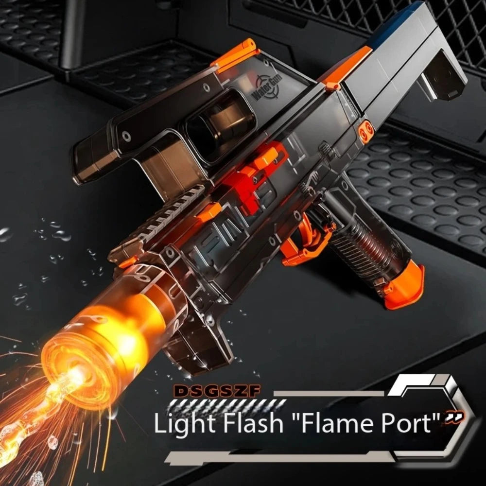 New Folding Electric Water Gun with Flashing Lights – High-Speed Rechargeable Water Blaster