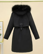 New Women Winter Jacket – Slim Long Coat with Big Fur Collar