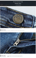 Top Brand Men’s Washed Jeans – High Waist Business Casual Denim Pants