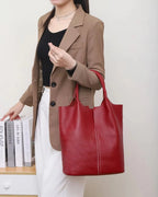Women’s Commuter Leather Tote Bag – Soft Cowhide Luxury Shoulder & Handbag