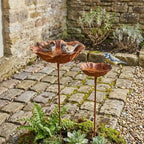 Vintage Flower-Shaped Metal Bird Bath with Garden Stake – Decorative Outdoor Bird Water Bowl for Garden, Lawn & Patio