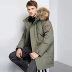 Winter Boutique Fashion Thickening Warm Men's Casual Hooded Fur Collar Down Jacket