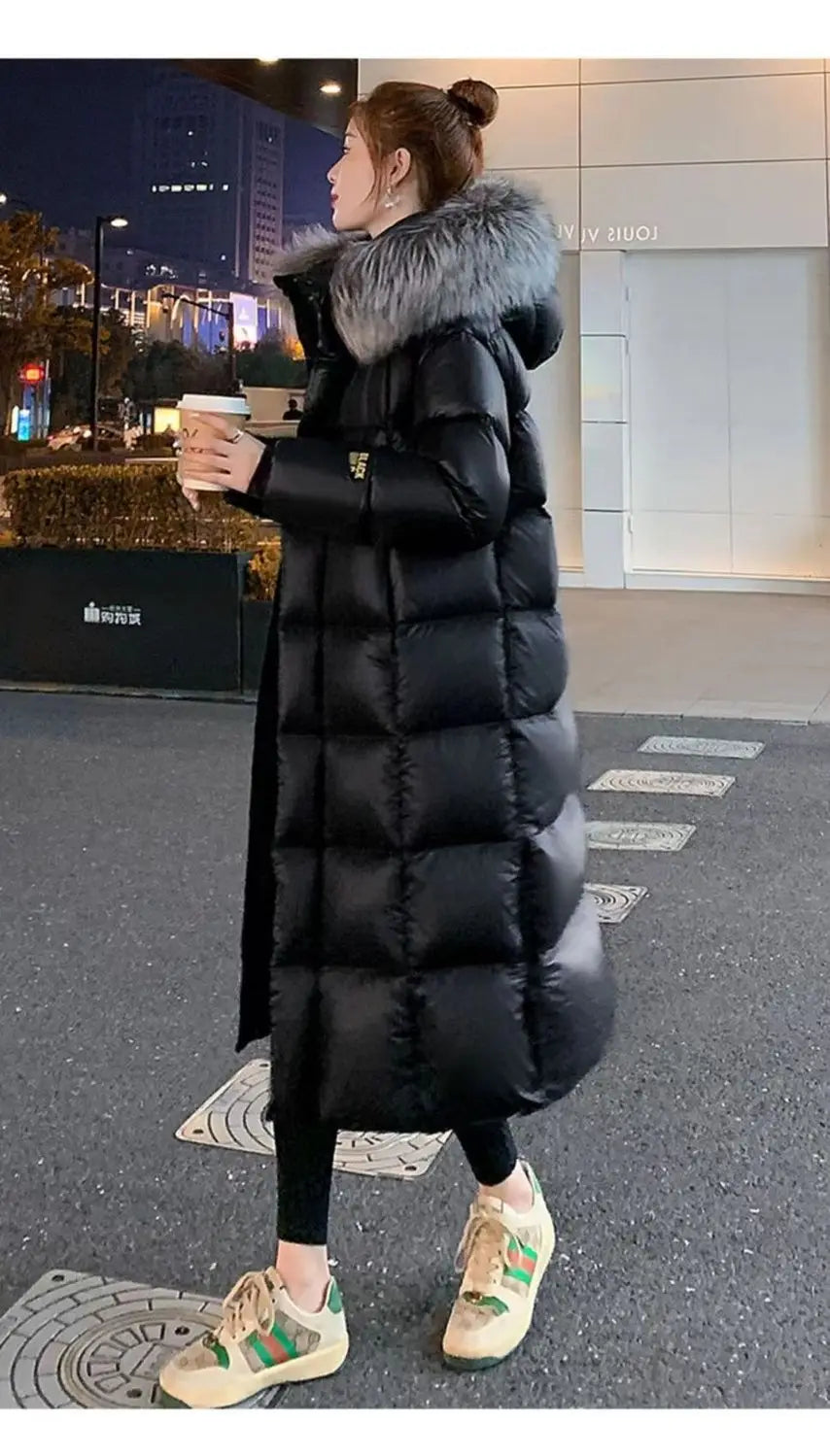 New Thick Winter Parka for Women – Plush Faux Fur Hooded Trench Coat