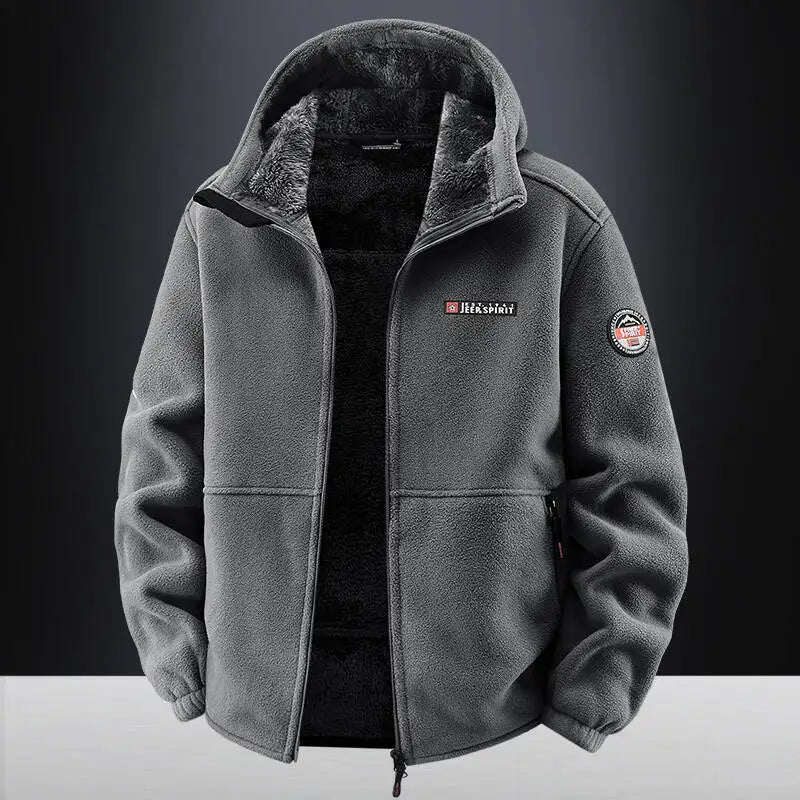 Men’s Outdoor Sport Sweatshirt Jacket – Warm Fleece Liner & Windproof Softshell