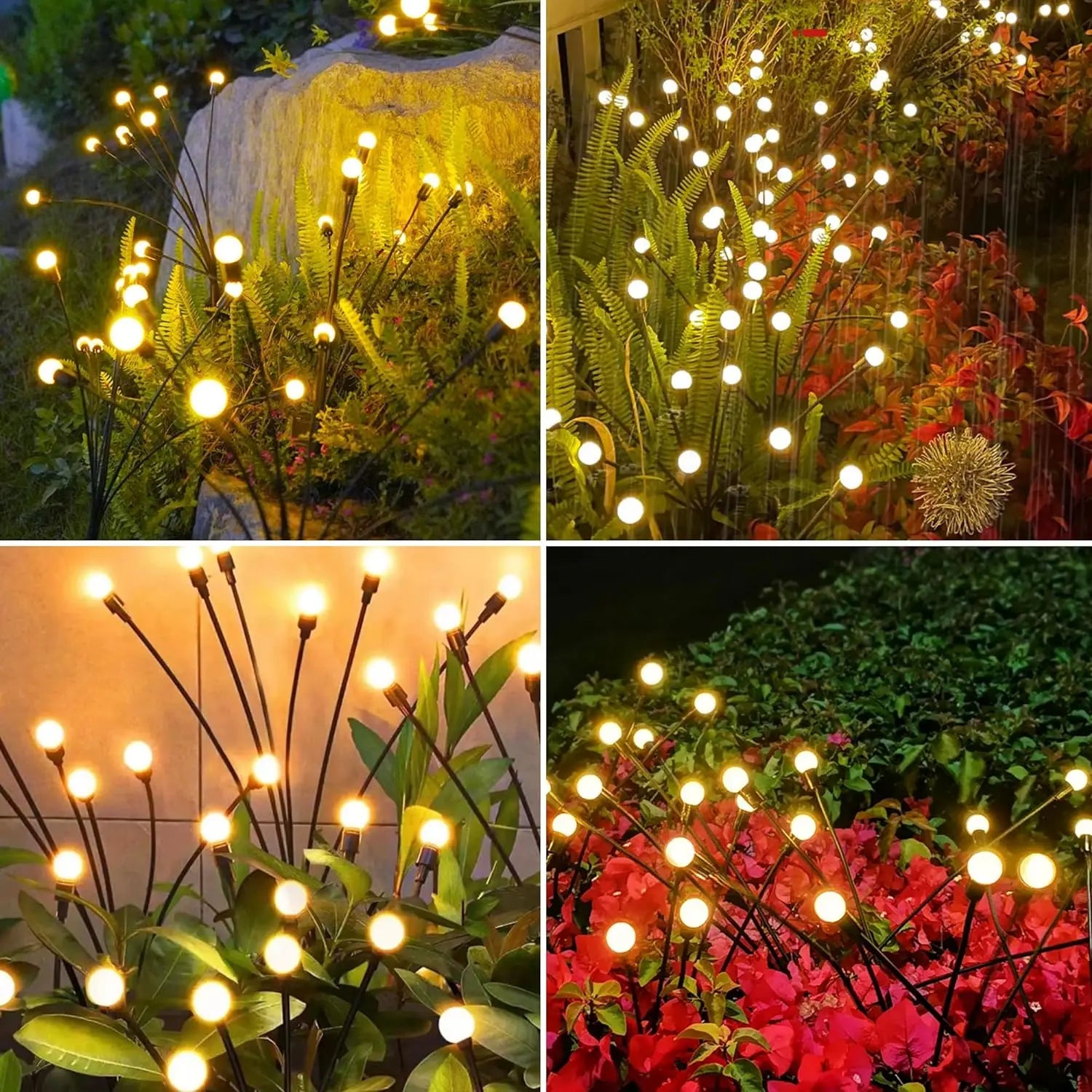 Solar Powered Firefly Waterproof Vibrant Garden Lights