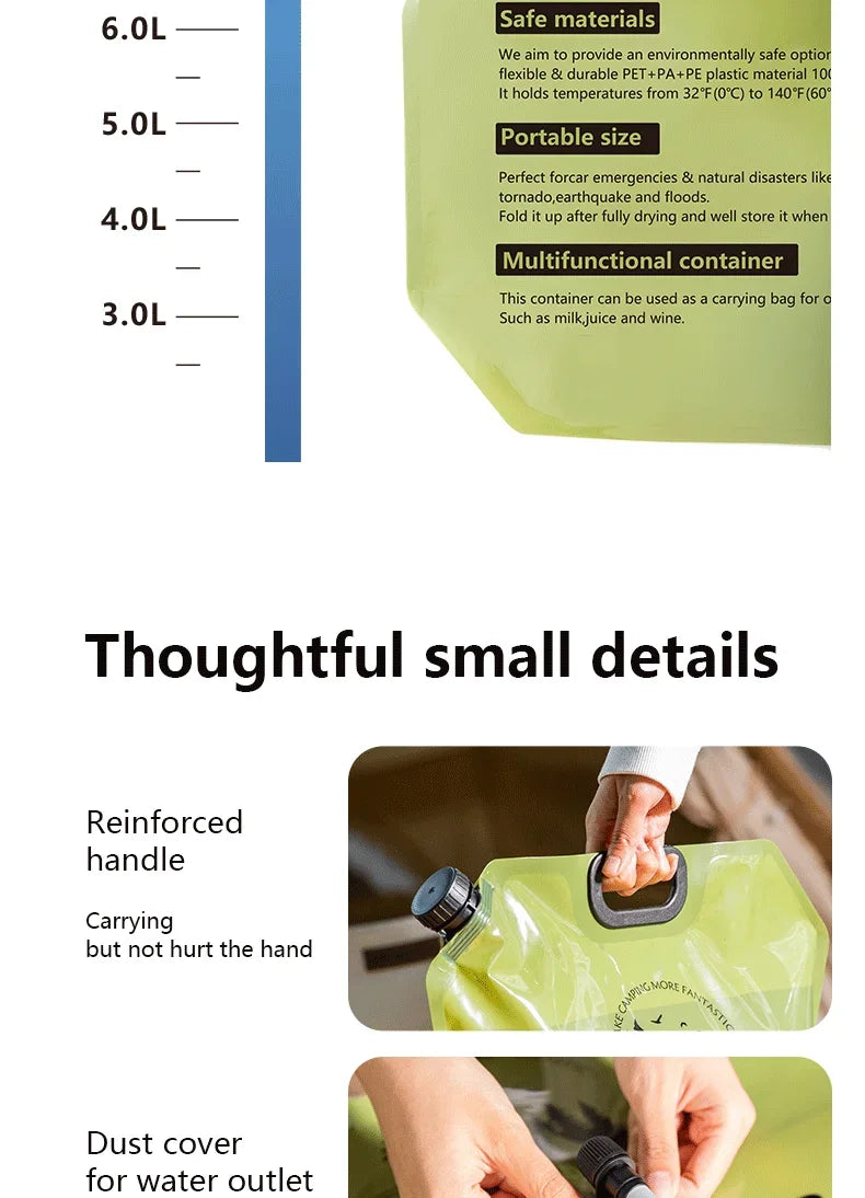 8L Large Capacity Outdoor Folding Water Bag – Portable Camping Water Storage Solution