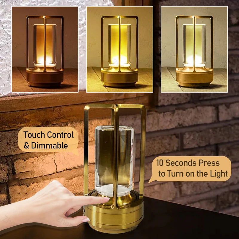 USB Rechargeable Touch Table Lamp – Dimmable Aluminum LED Desk Light for Bar, Restaurant & Home Decor