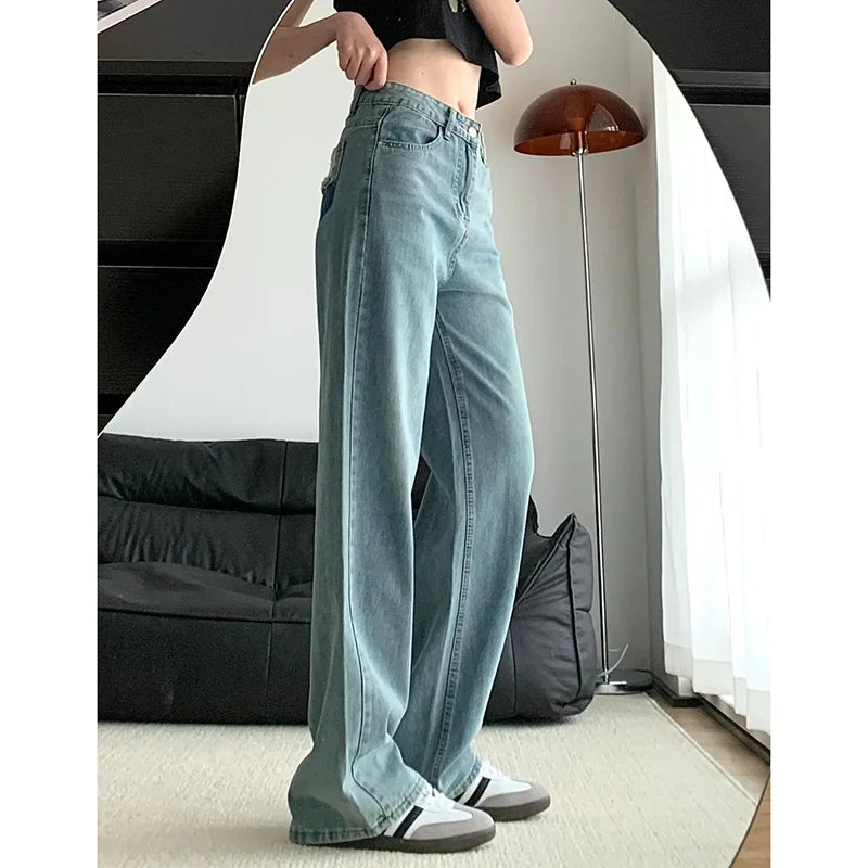Girls Fashion Baggy High Waist Jeans