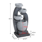 Rustic Outdoor Floor Water Fountain with LED Lights – Cascading Bowls for Patio