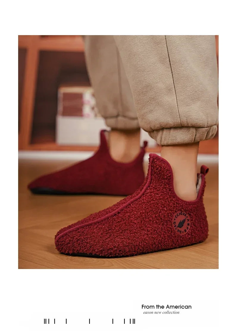 Men's Winter High-Top Plush Slippers – Warm, Lightweight & Non-Slip Indoor Outdoor Shoes