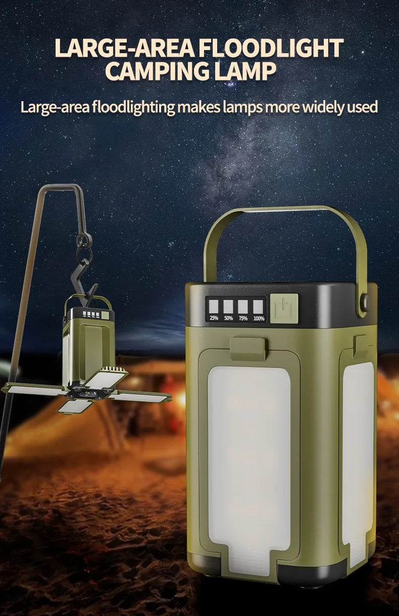 Multifunctional 4-Leaf Foldable Camping Lantern – Solar Rechargeable Outdoor Emergency Light