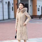 Women’s Long Winter Parka – Fur Collar Down Cotton Jacket