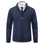 Thickened jacket men's autumn and winter warm trend line stand collar knitted cardigan sweater coat