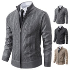 Men’s Autumn Winter Cashmere Padded Knitted Sweater Coat – Thick Warm Zipper Cardigan Jacket