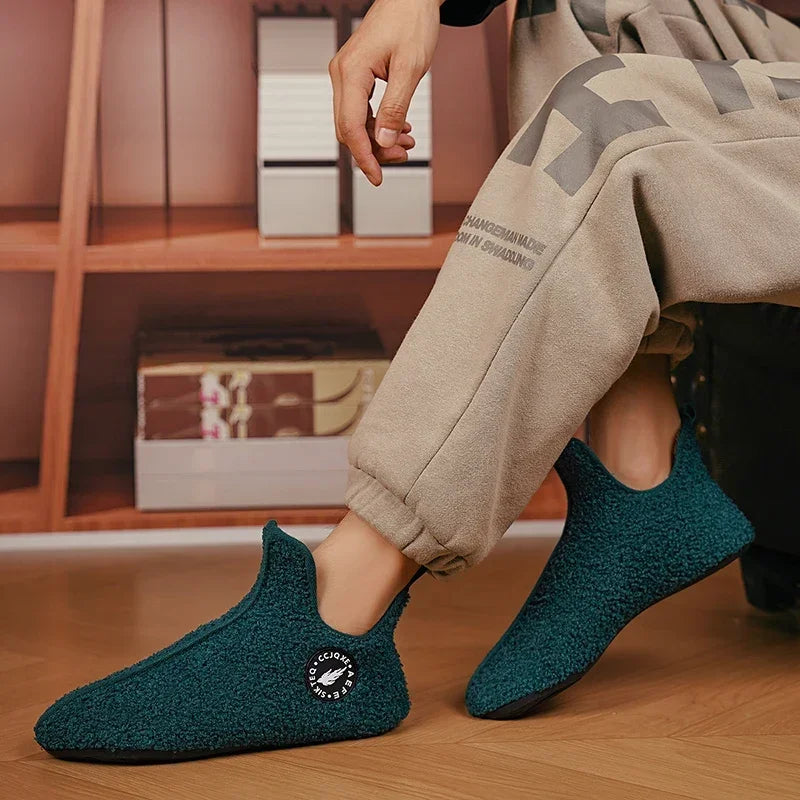 Men's Winter High-Top Plush Slippers – Warm, Lightweight & Non-Slip Indoor Outdoor Shoes