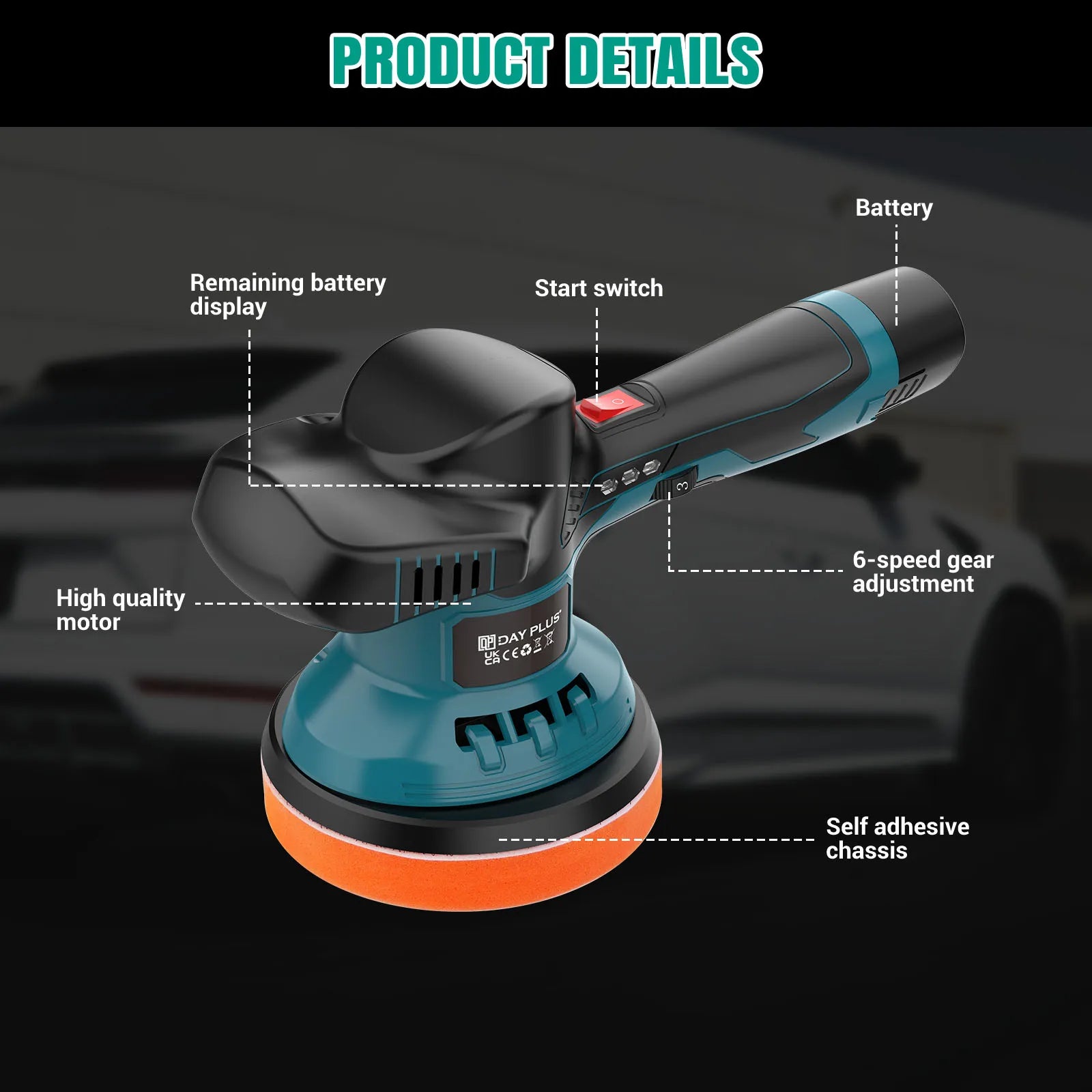 Cordless Car Buffer & Polisher Kit – Dual Battery Electric Polishing Machine with Variable Speed Control