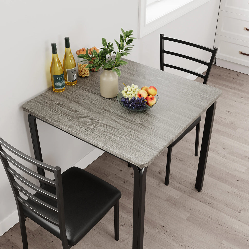 Table à manger pour 2 personnes – Petite table de cuisine carrée avec chaises rembourrées