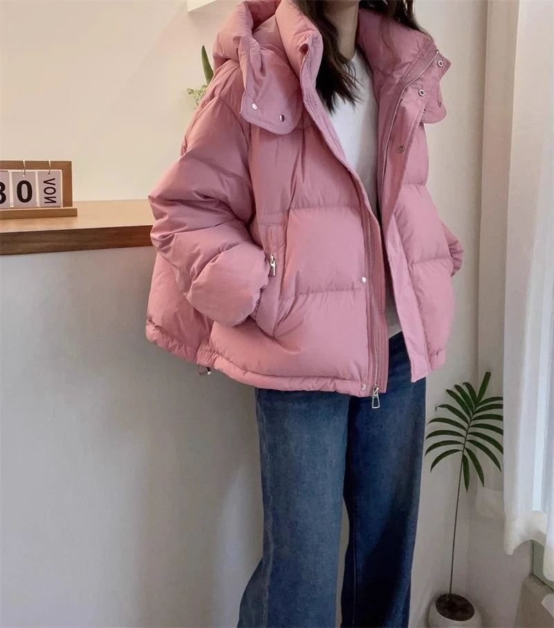 Women’s Korean Oversize Cotton Parka – Hooded Thick Warm Winter Puffer Coat