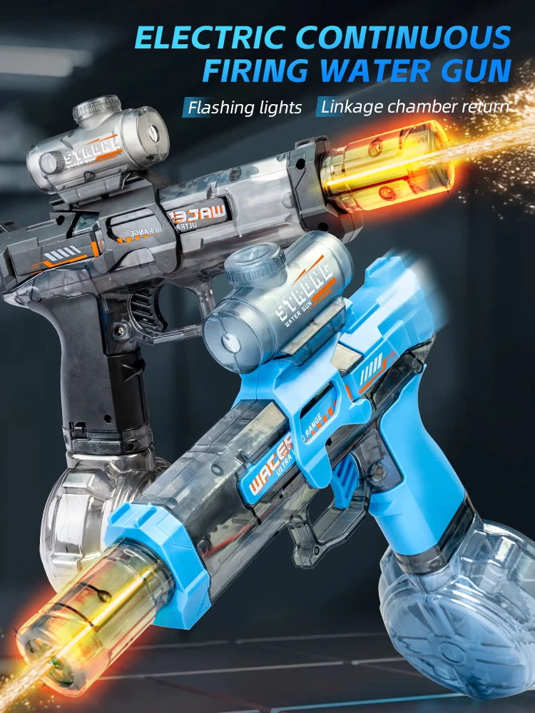 Summer Electric Automatic Water Gun with Flashing Lights & Long-Range Spray