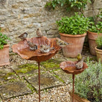 Vintage Flower-Shaped Metal Bird Bath with Garden Stake – Decorative Outdoor Bird Water Bowl for Garden, Lawn & Patio