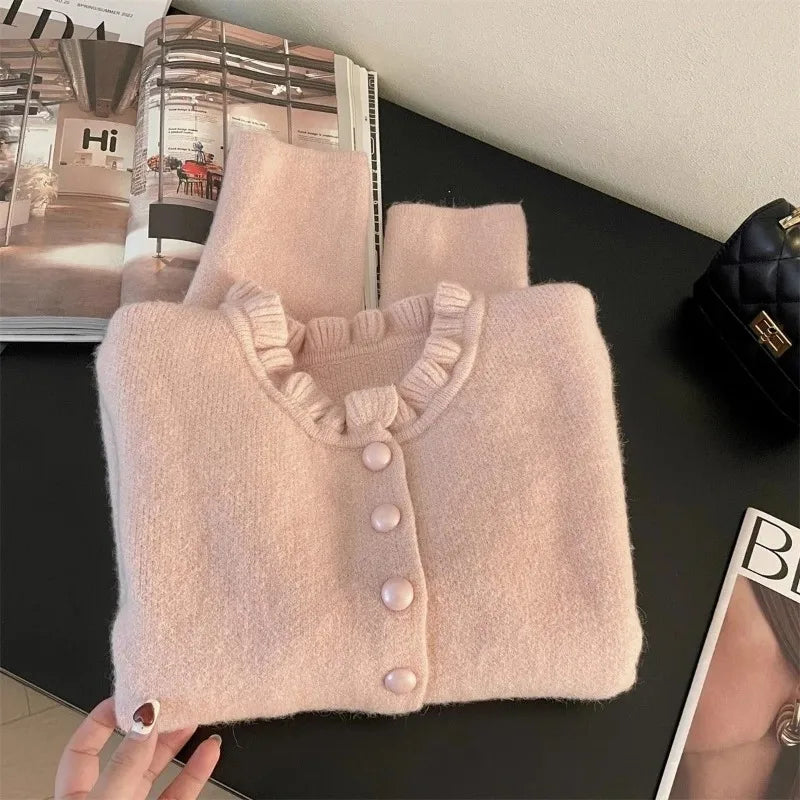 Cardigan ample en tricot pour femme – Veste élégante boutonnée