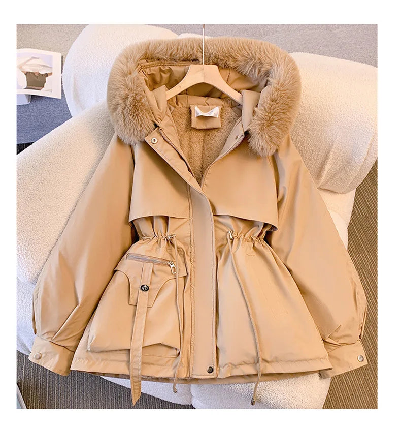 New Women’s Cotton-Padded Plush Warm Parka – Autumn/Winter