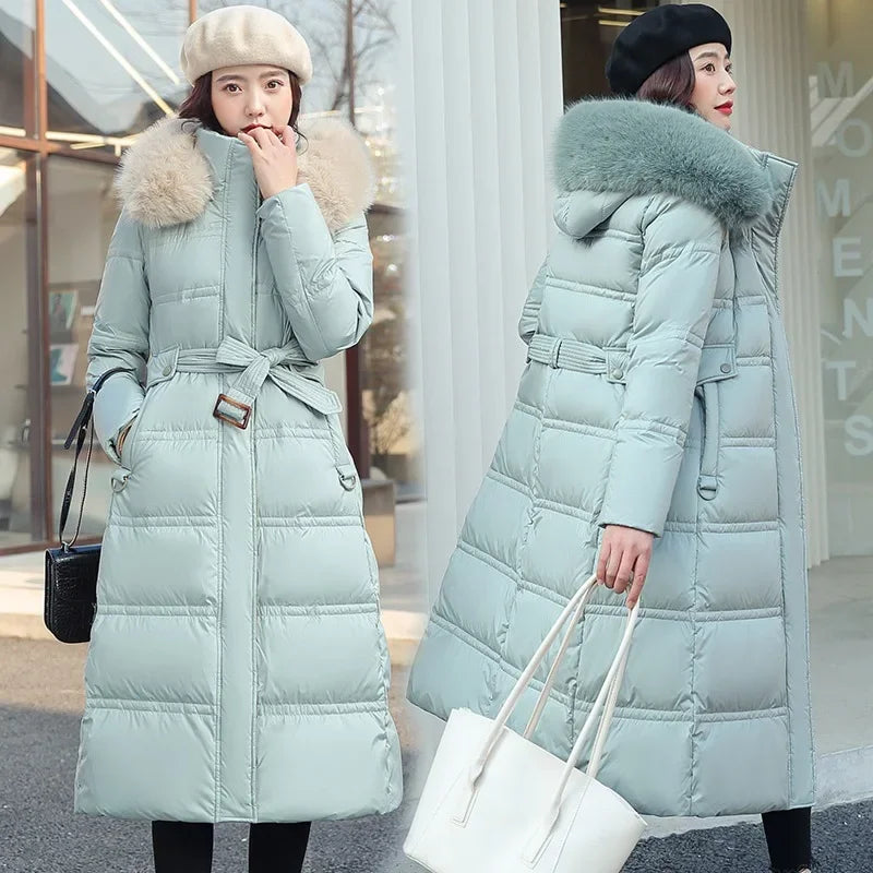 Parkas Women Long Coats – Fur Collar Maxi Winter Jacket