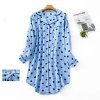 Flanellen Katoenen Geruite Nachtjapon Cardigan Shirt voor Dames