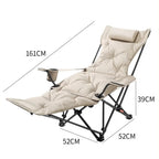 Folding Recliner Portable Camping Chair with Adjustable Backrest – Cotton-Filled Seat Outdoor Beach & Fishing Chair