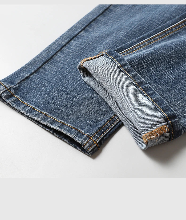 Cotton Stretch Jeans for Men – Classic Retro Slim Straight Fit