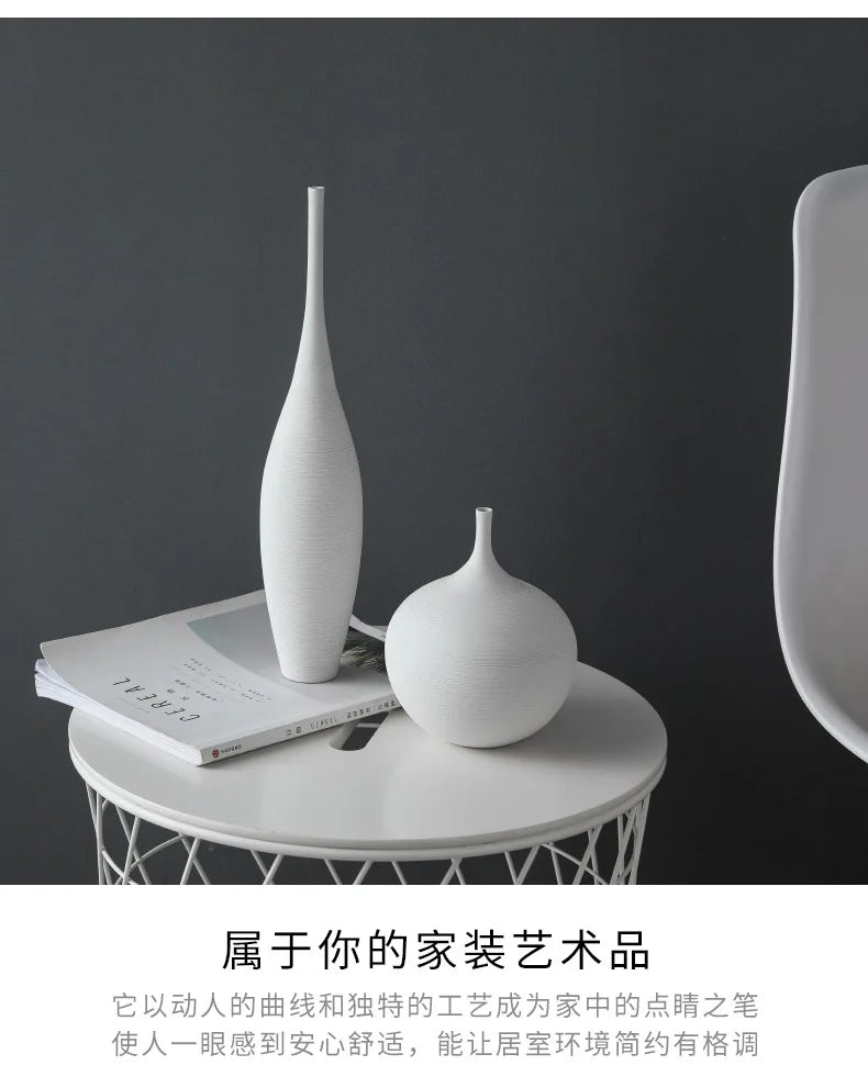Minimalist Handmade Zen Ceramic Vase – Black & White Hand-Drawn Art for Living Room & Home Decor