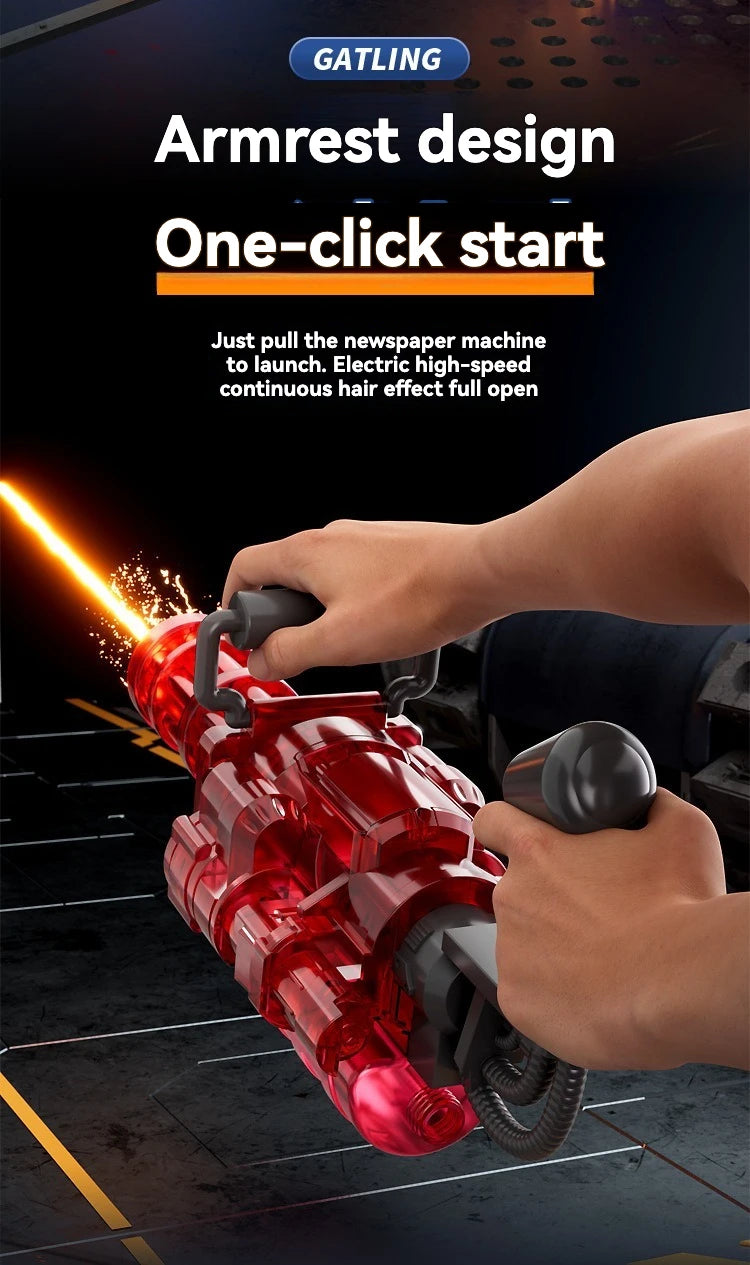 Rotating Spitfire Gatling Electric Water Gun – High-Pressure Continuous Pulse Water Blaster