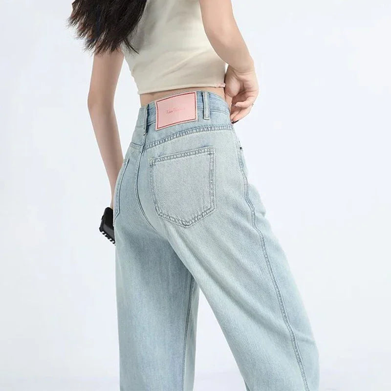 Female Light Blue High Waisted Jeans Pants