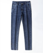 Autumn Men’s Classic Blue Slim Fit Straight Jeans – High Quality Casual Denim