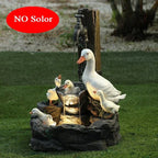E2 Duck Solar Power Squirrel Resin Patio Fountain Garden Design With Led Light Garden Decoration Outdoor Simulation Decoration