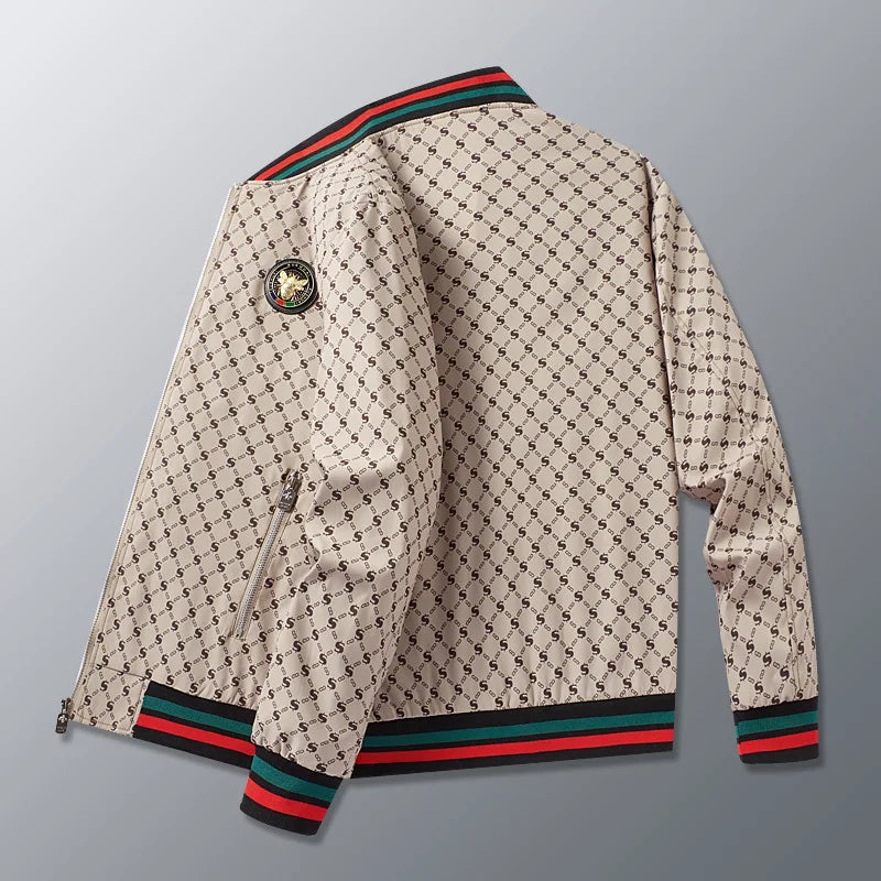 Jacket met kleurblokken voor heren, nieuwe lente- en herfststijl, trendy casual top met baseballkraag, veelzijdige top.