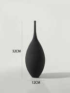 Minimalist Handmade Zen Ceramic Vase – Black & White Hand-Drawn Art for Living Room & Home Decor