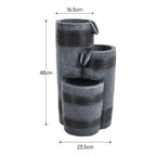 Rustic Outdoor Floor Water Fountain with LED Lights – Cascading Bowls for Patio