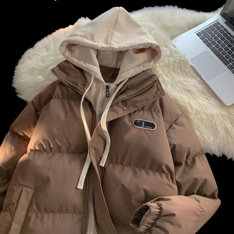 Y2K Splicing Hooded Coat – Two-Piece Korean Streetwear Jacket