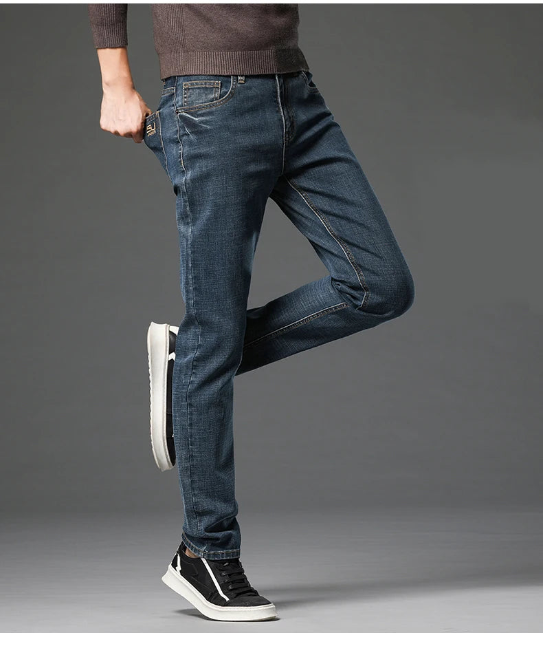 Cotton Stretch Jeans for Men – Classic Retro Slim Straight Fit
