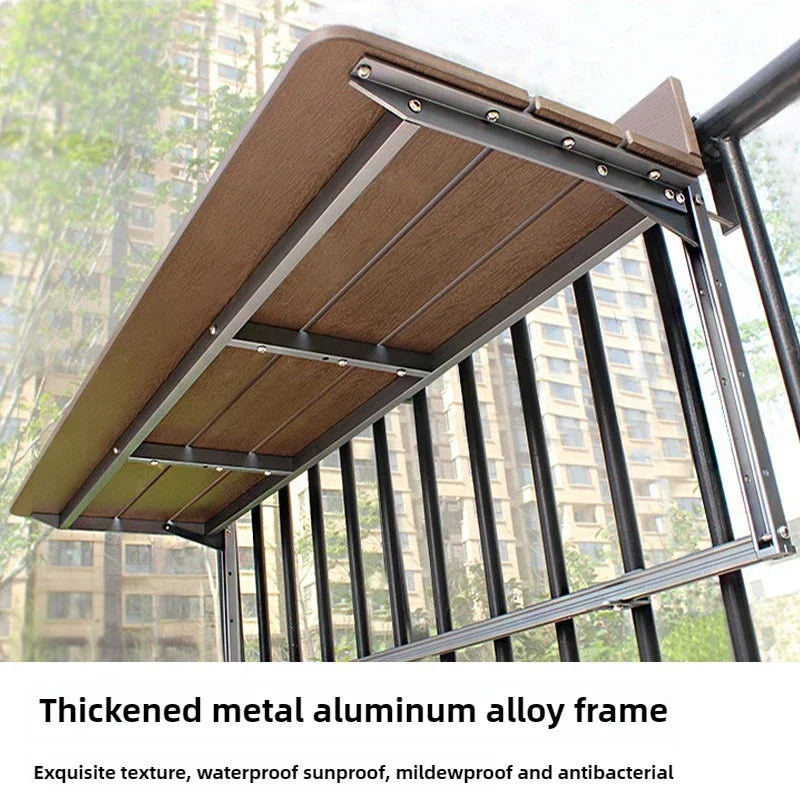 Space Saving Adjustable Height Folding Balcony Table – Hanging Railing Desk for Small Spaces