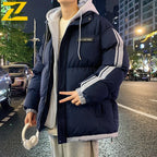 COMXZ 2025 Autumn Winter Men’s Hooded Cotton Jacket – Korean Style Thick Warm Coat