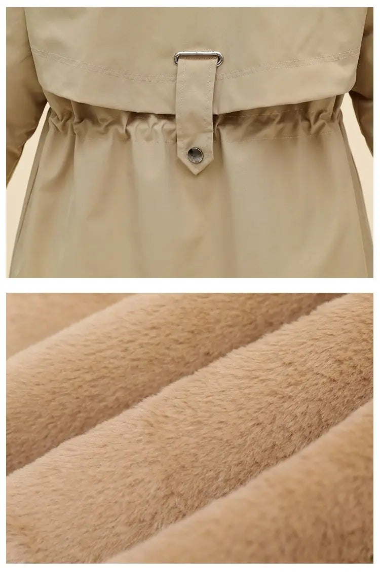 New Women Winter Jacket – Slim Long Coat with Big Fur Collar