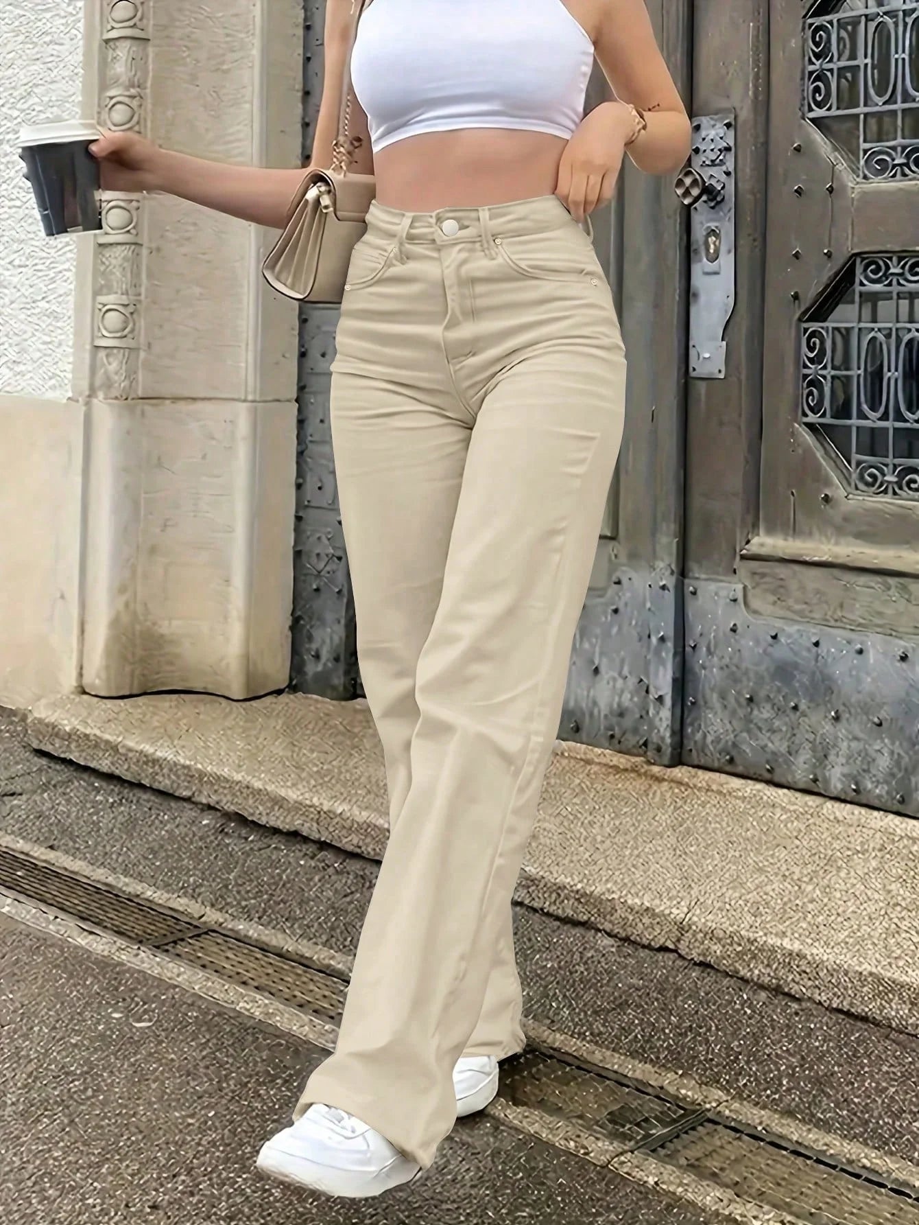 Women's Jeans – Solid Color, Simple Daily Stretch Narrow Straight Pants