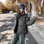 Miu Winter Ancora Red PU Down Cotton Short Hooded Leather Puffer Jacket