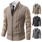 Men’s Autumn Winter Cashmere Padded Knitted Sweater Coat – Thick Warm Zipper Cardigan Jacket