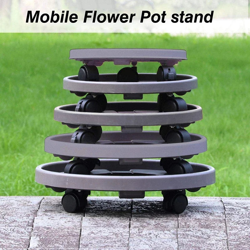 Water-receiving Plastic Universal Wheel Flower Pot Chassis Potted Round Rack Tray Mobile Roller Mobile Plant Flower Pot Stand