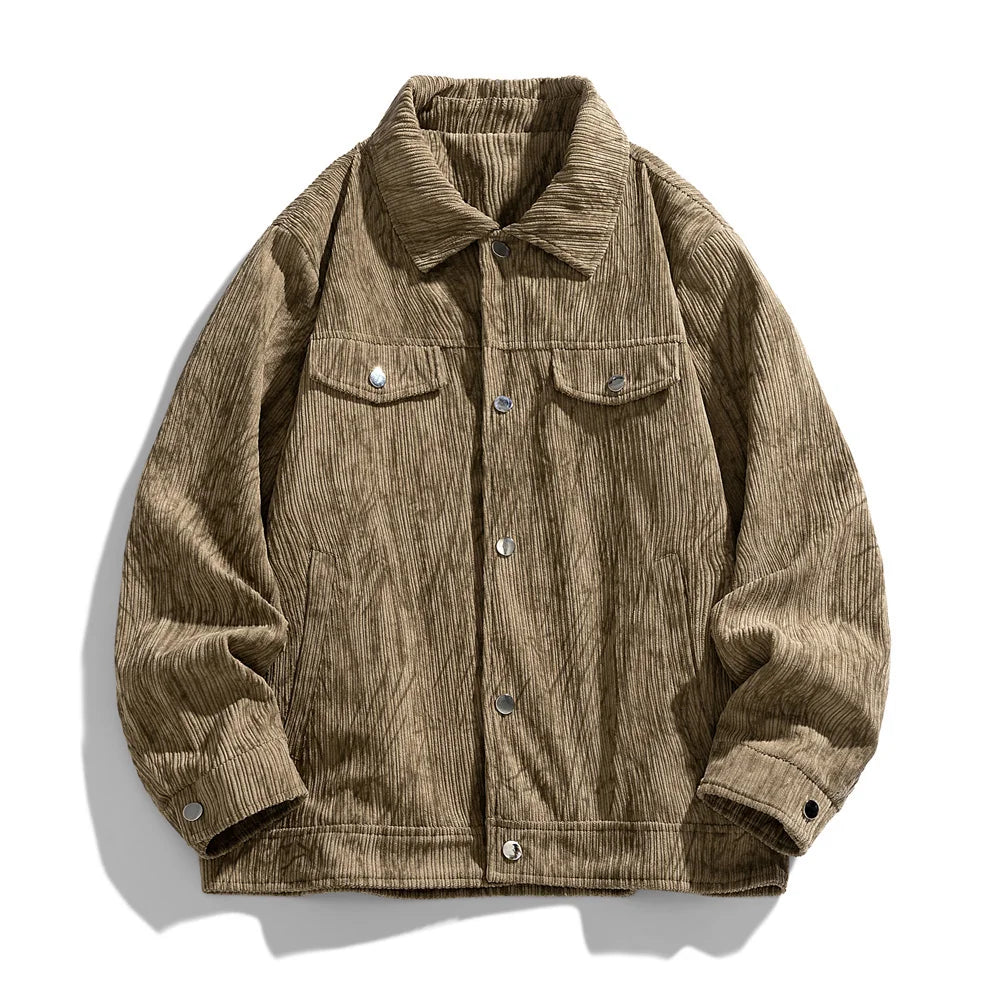 Japanese-Style Retro Corduroy Lapel Jacket – Autumn/Winter Casual Outerwear