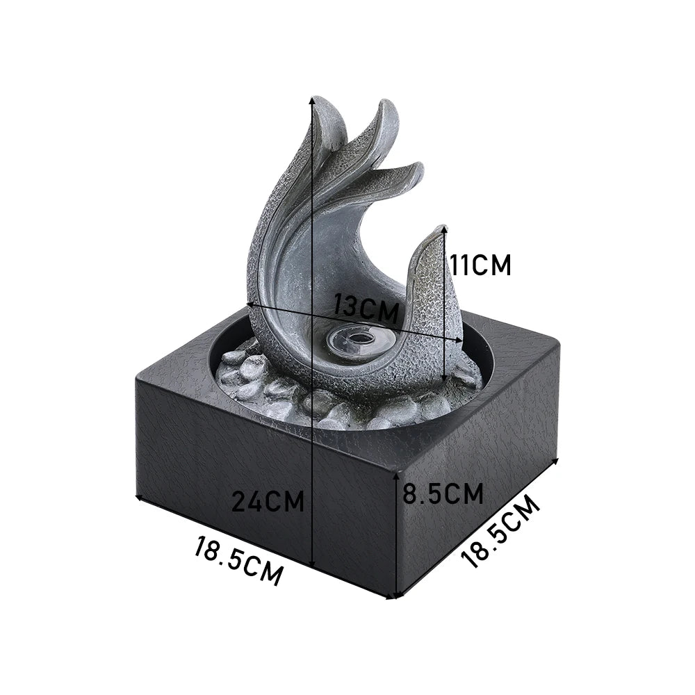 Tabletop Resin Water Fountain with LED Light – Indoor Zen Desk Decor Feature