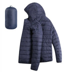 Men’s Lightweight Hooded Hiking Jacket – Waterproof Thermal Cotton Padded Winter Parka with Zip Pockets